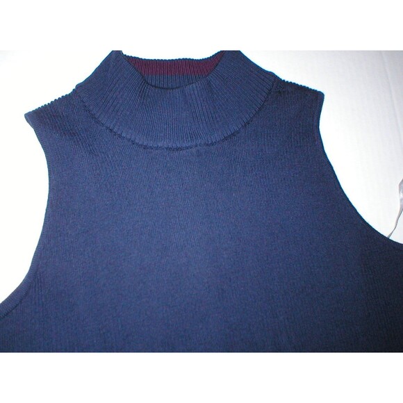 NWT New Womens Athleta L Sleeveless Sweater Dress Navy Dark Blue Purple Slits - Picture 6 of 7